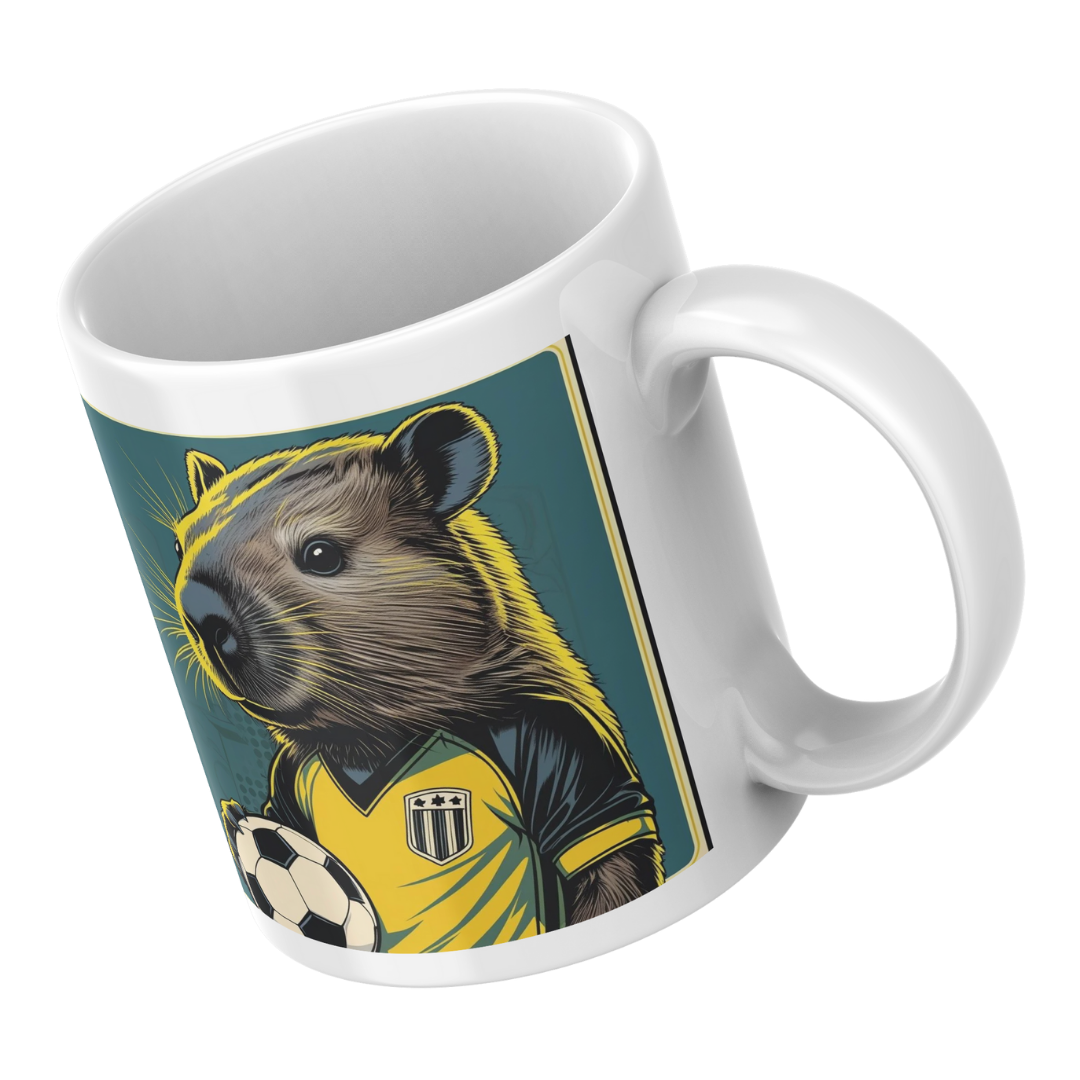🖤💛 Taza Capibara Futbolista – Edición Peñarol 2