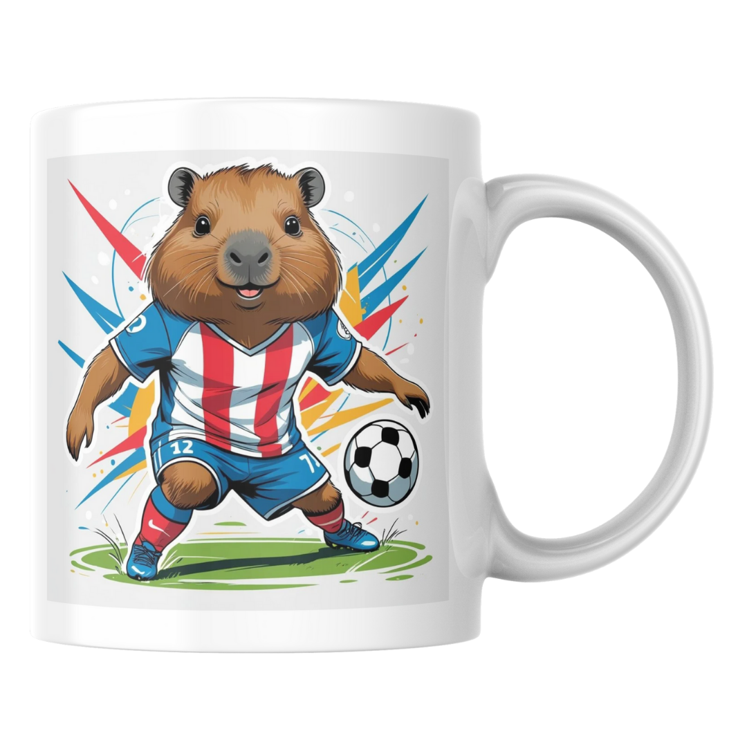🤍❤️💙 Taza Capibara Futbolista 3 – Edición Nacional