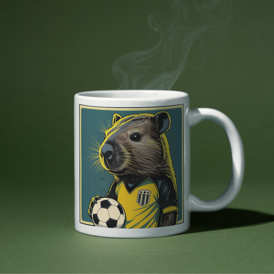 🖤💛 Taza Capibara Futbolista – Edición Peñarol 2