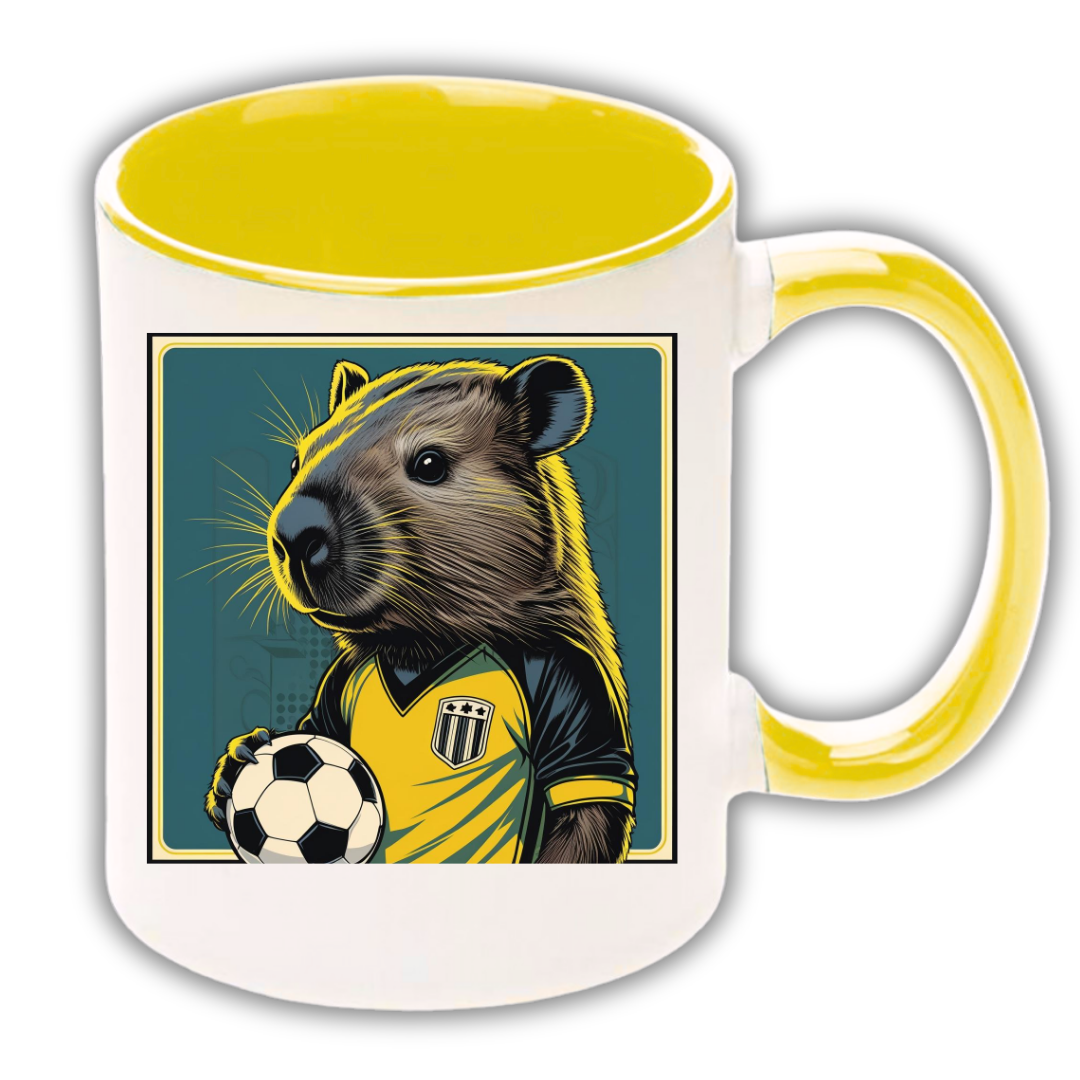 🖤💛 Taza Capibara Futbolista – Edición Peñarol 2